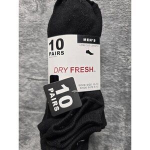 Dry Fresh Socks Mens Show Size 6-12, 10 PAIRS Black